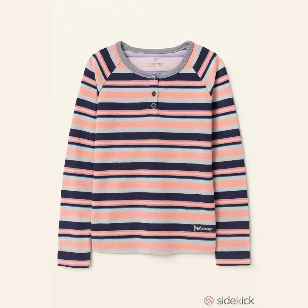 Justice Girls Blue White Pink Stripe Long Sleeve Sleep Shirt Size 14